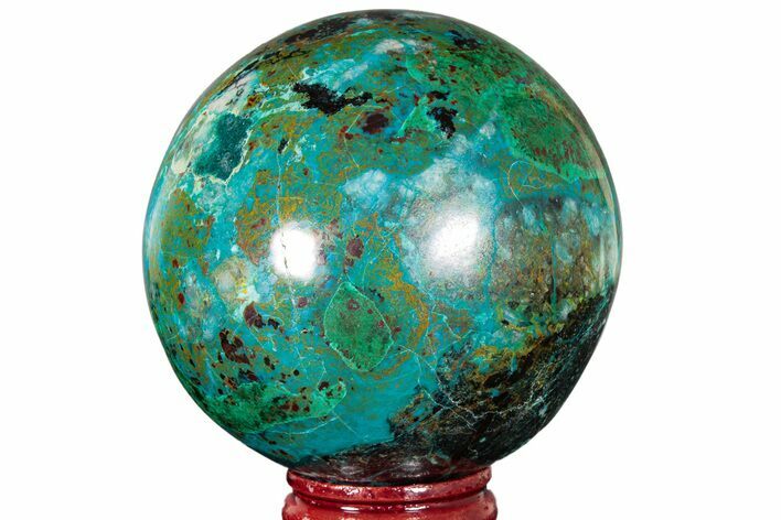 Polished Malachite & Chrysocolla Sphere - Peru #211045